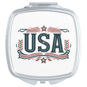 Patriotic, vintage USA Compact Mirror
