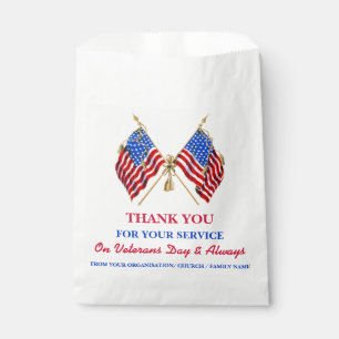 Patriotic Vintage USA Flag Thank You Veterans Favor Bag