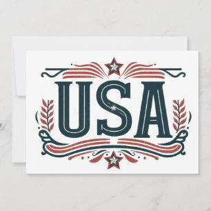 Patriotic, vintage USA Holiday Card