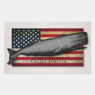 Patriotic Vintage Whale and US Flag Whales Forever Rectangular Sticker