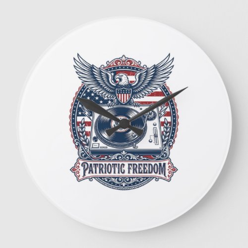 Patriotic Vinyl Collector Vector Graphic Tee Large Clock
