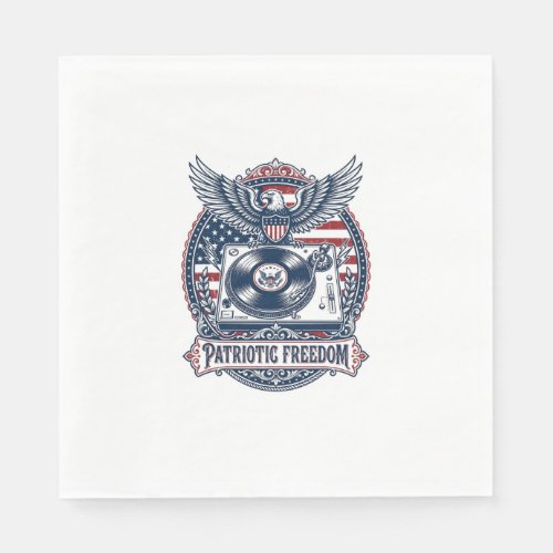 Patriotic Vinyl Collector Vector Graphic Tee Napkins