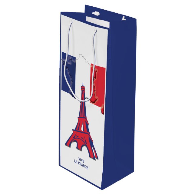 Patriotic Vive La FRANCE Paris Wine Gift Bag (Front Angled)
