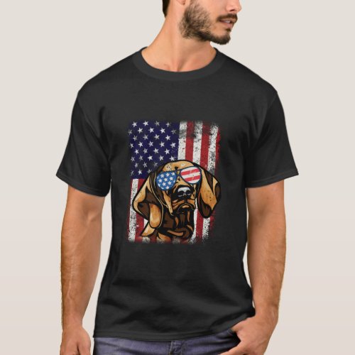 Patriotic Vizsla American Flag Dog  T_Shirt