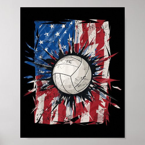 Patriotic Volleyball th of July Men USA American F Poster