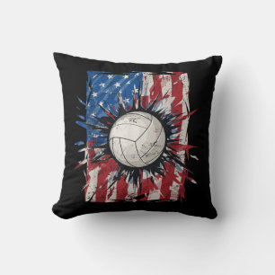 Patriotic Volleyball th of July Men USA American F Throw Pillow