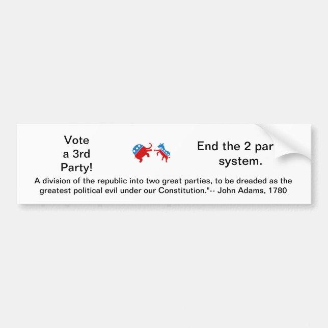 Patriotic "Vote a 3rd party" sticker (Front)