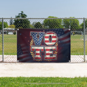 Patriotic VOTE American Flag Typography Design Banner