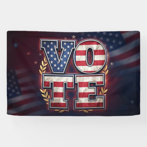 Patriotic VOTE American Flag Typography Design Banner