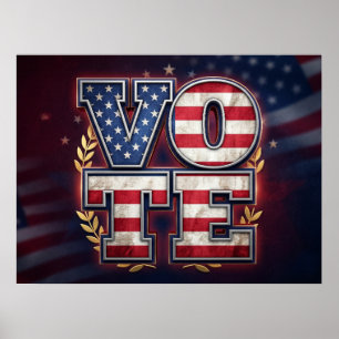 Patriotic VOTE American Flag Typography Design Poster