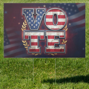 Patriotic VOTE American Flag Typography Design Sign