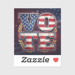 Patriotic VOTE American Flag Typography Design Sticker