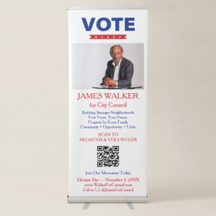 Patriotic Vote Flag Political Campaign Photo QR Retractable Banner