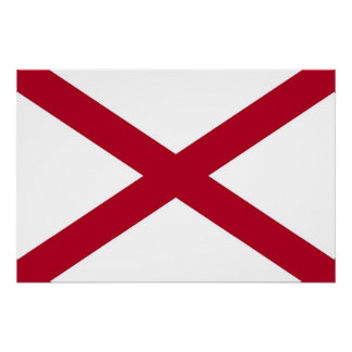 Patriotic wall poster with Flag of Alabama, USA