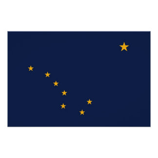 Patriotic wall poster with Flag of Alaska, USA