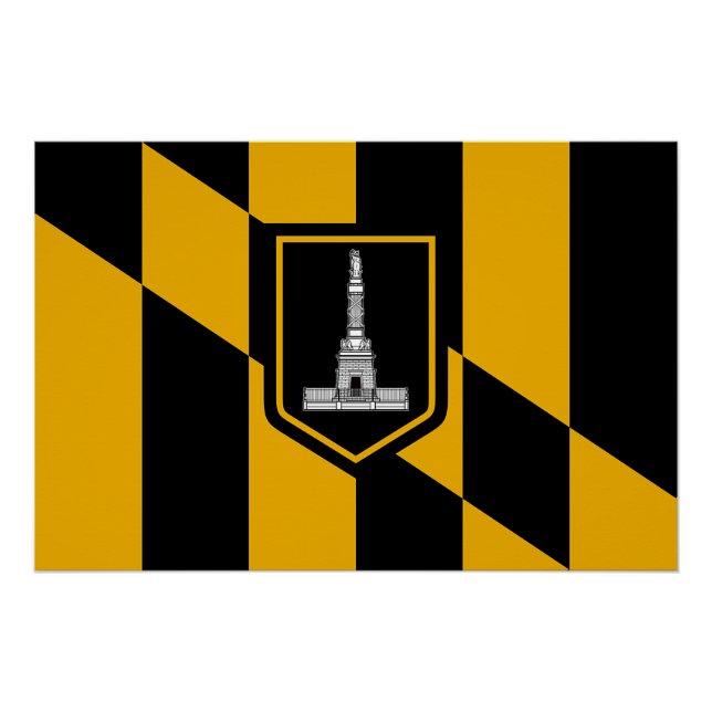 Patriotic wall poster with Flag of Baltimore (Front)