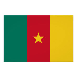 Patriotic wall poster with Flag of Cameroon