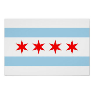 Patriotic wall poster with Flag of Chicago