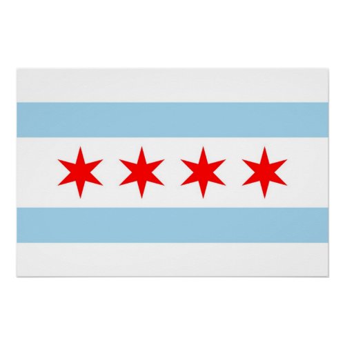 Patriotic wall poster with Flag of Chicago