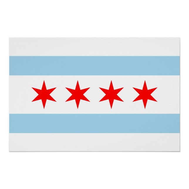 Patriotic wall poster with Flag of Chicago (Front)