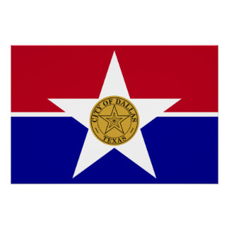 Patriotic wall poster with Flag of Dallas