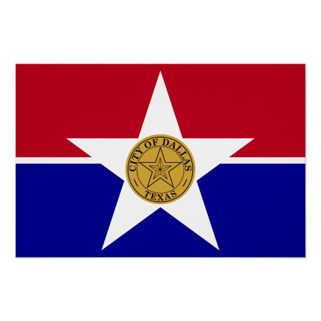 Patriotic wall poster with Flag of Dallas (Front)