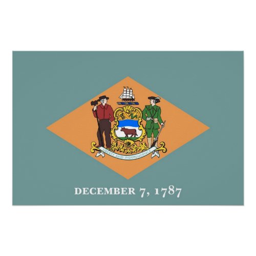 Patriotic wall poster with Flag of Delaware