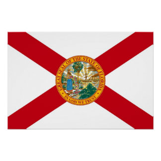 Patriotic wall poster with Flag of Florida