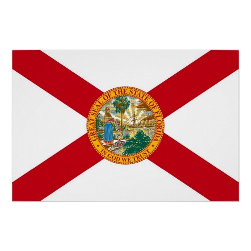 Patriotic wall poster with Flag of Florida