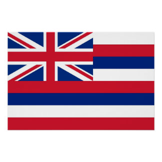Patriotic wall poster with Flag of Hawaii