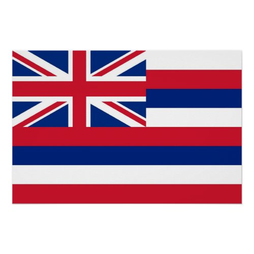 Patriotic wall poster with Flag of Hawaii