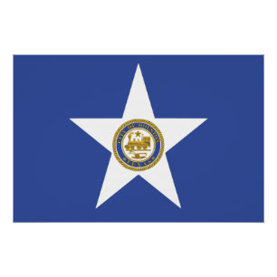 Patriotic wall poster with Flag of Houston