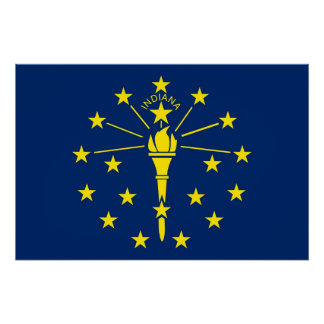 Patriotic wall poster with Flag of Indiana