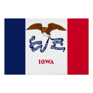 Patriotic wall poster with Flag of Iowa