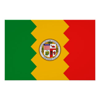 Patriotic wall poster with Flag of Los Angeles