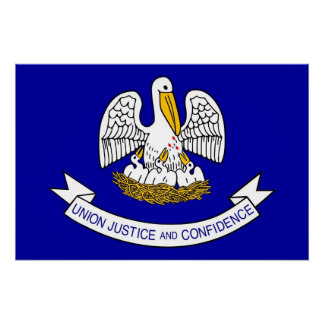 Patriotic wall poster with Flag of Louisiana