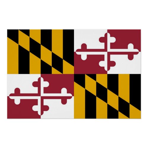 Patriotic wall poster with Flag of Maryland