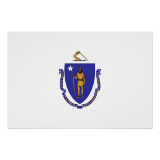 Patriotic wall poster with Flag of Massachusetts