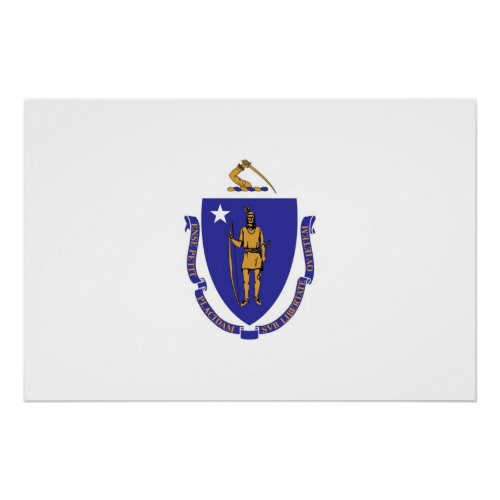 Patriotic wall poster with Flag of Massachusetts