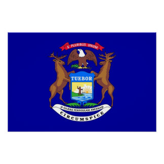 Patriotic wall poster with Flag of Michigan