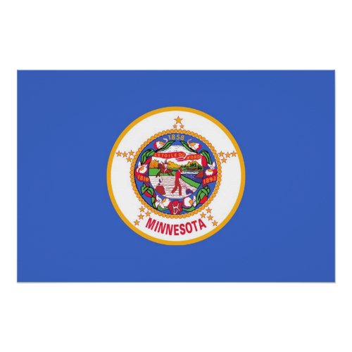 Patriotic wall poster with Flag of Minnesota
