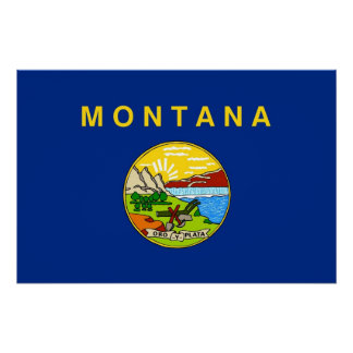 Patriotic wall poster with Flag of Montana