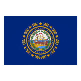 Patriotic wall poster with Flag of New Hampshire