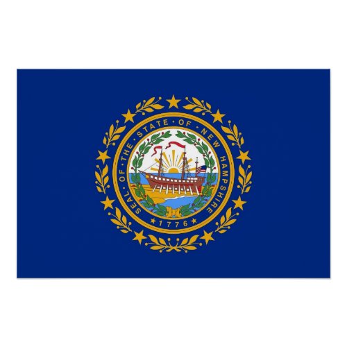 Patriotic wall poster with Flag of New Hampshire