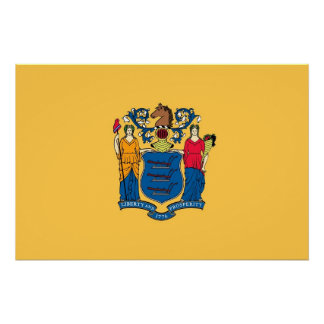 Patriotic wall poster with Flag of New Jersey