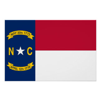 Patriotic wall poster with Flag of North Carolina