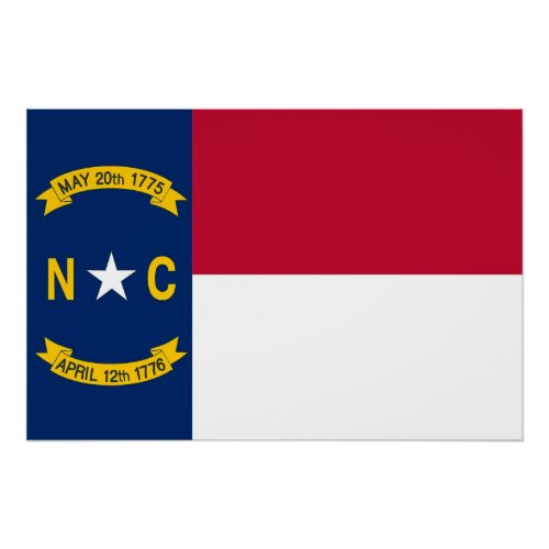 Patriotic wall poster with Flag of North Carolina