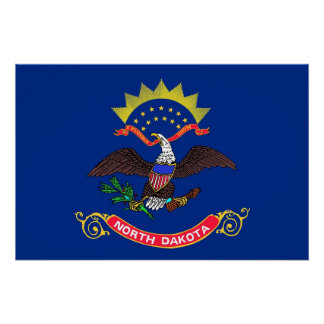 Patriotic wall poster with Flag of North Dakota