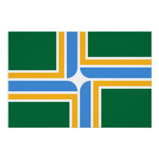 Patriotic wall poster with Flag of Portland