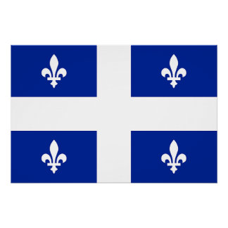 Patriotic wall poster with Flag of Quebec